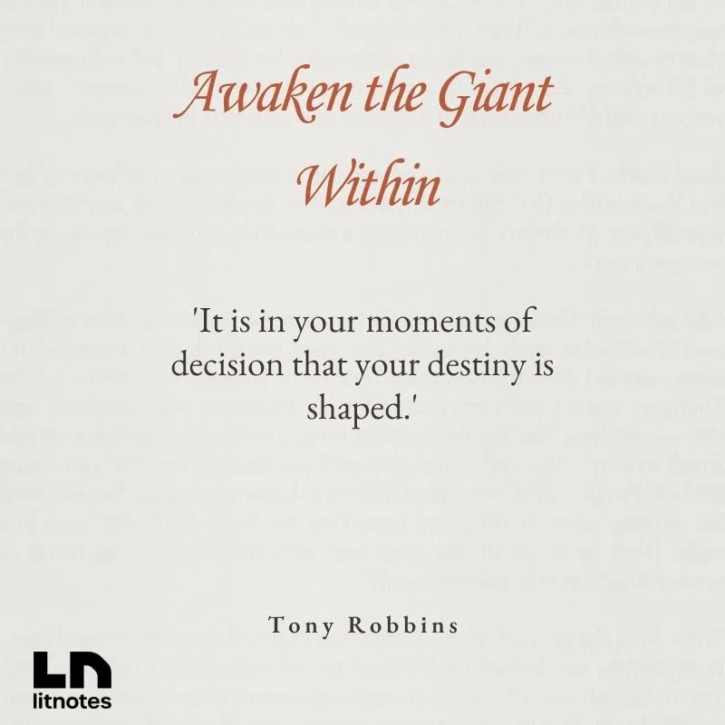 'It is in your moments of decision that your destiny is shaped.'
'The past does not equal the future.'
'Whatever you hold in your mind on a consistent basis is exactly what you will experience in your life.'
'If you can't, you must. If you must, you can.'
'Success is doing what you want, when you want, where you want, with whom you want, as much as you want.'