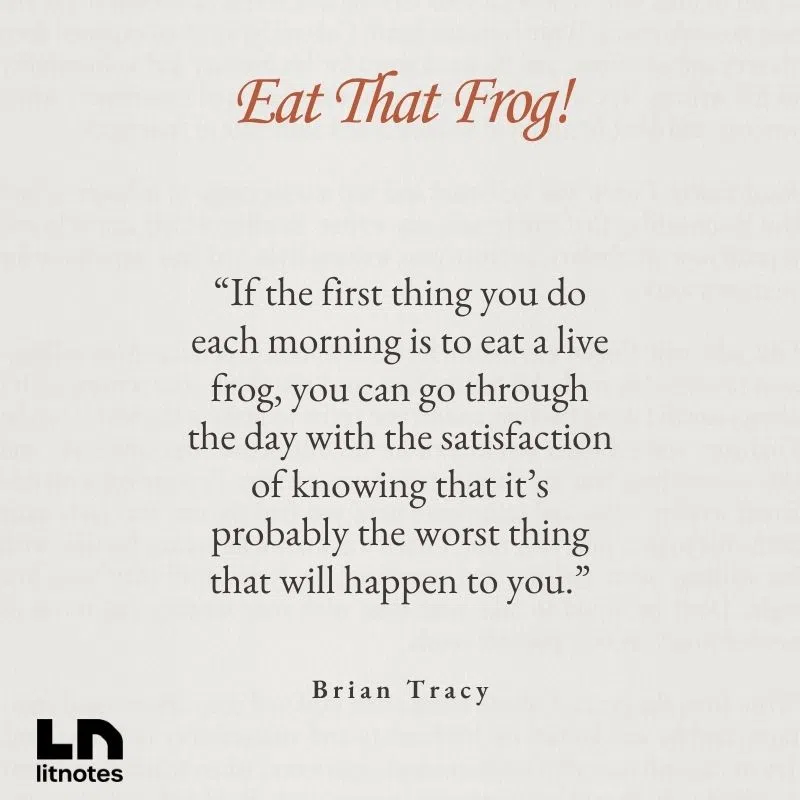  “If the first thing you do each morning is to eat a live frog, you can go through the day with the satisfaction of knowing that it’s probably the worst thing that will happen to you.”
 “The key to success is action.”
 “One of the very worst uses of time is to do something very well that need not be done at all.”
 “Think on paper.”
 “Every minute spent in planning saves as many as ten minutes in execution.”