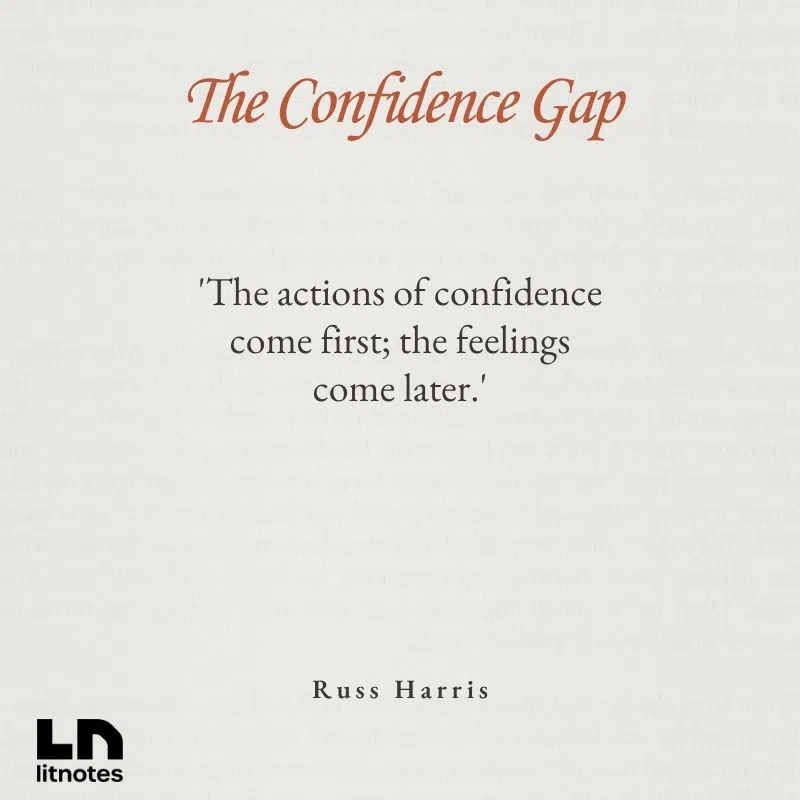  'The actions of confidence come first; the feelings come later.'
 'Courage is not the absence of fear, but the willingness to act in spite of it.'
 'Don’t wait until you feel confident—just start.'
 'Defusion is a tool to help you stop believing your thoughts.'
 'Your thoughts are not facts.'